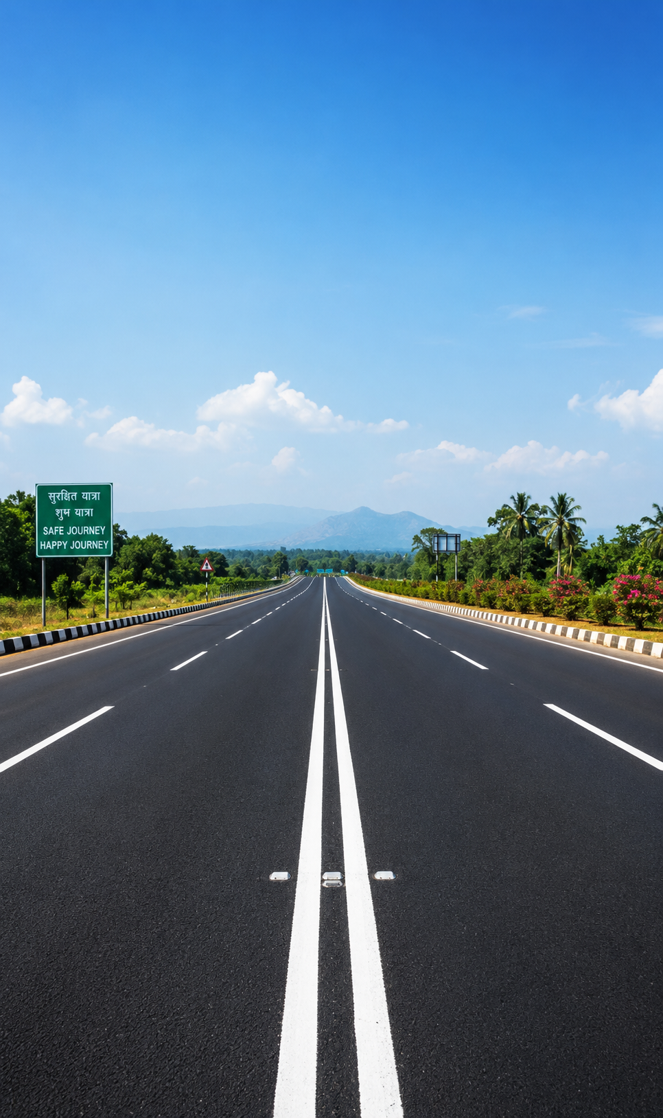 Thermoplastic road marking on Indian highway